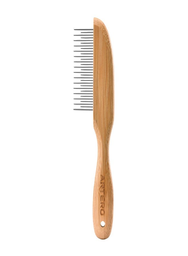 ARTERO Double Swivel Pin Comb - Dog Grooming Comb - Bamboo & Steel - Brown - For Dog Owners